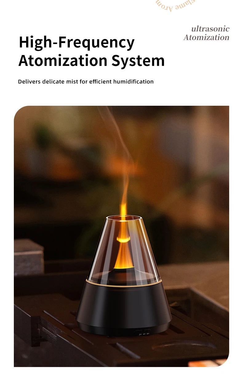 New Colorful Simulated Flame Night Light with Ultrasonic Air Humidifier 150ml Candle Flame Essential Oil Aroma Diffuser for Home