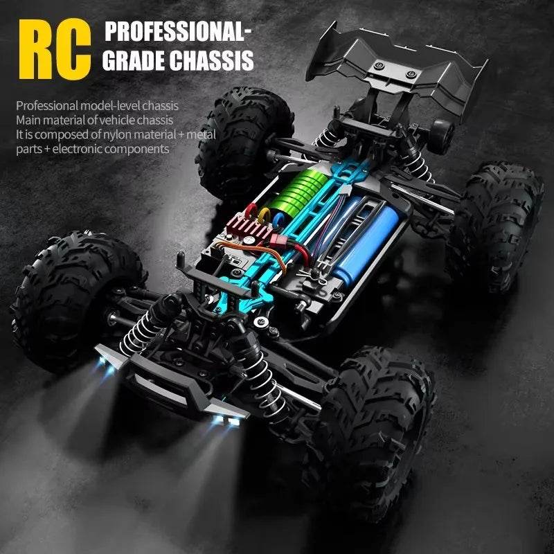 1:16 4WD RC Car 70KM/H Or 50KM/H With LED Remote Control Cars High Speed Drift Monster 4x4 Truck for Kids vs Wltoys 144001 Toys - AIAZ