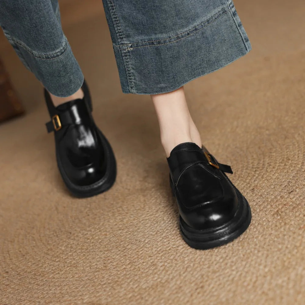 Dress Shoes Women Loafers Cow Leather Sheepskin Rubber Formal Business Suit Ladies 2025 Spring Autumn Handmade