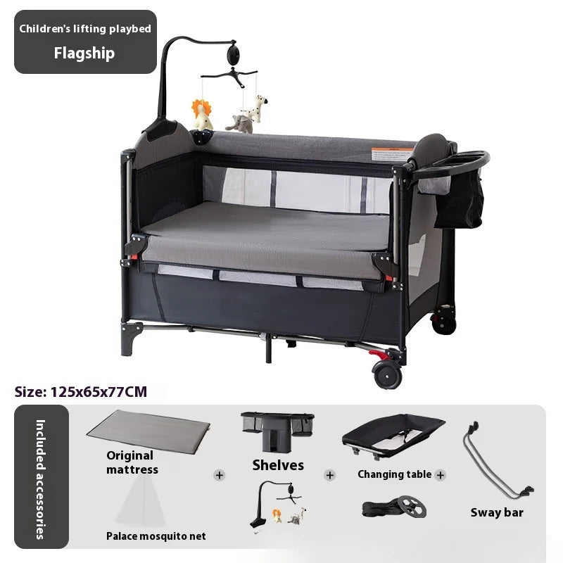 Multi Functional Newborn Bassinet Convertible Rocking Bedside Sleeper with Foldable Design, Universal Sleeping Crib for Babies