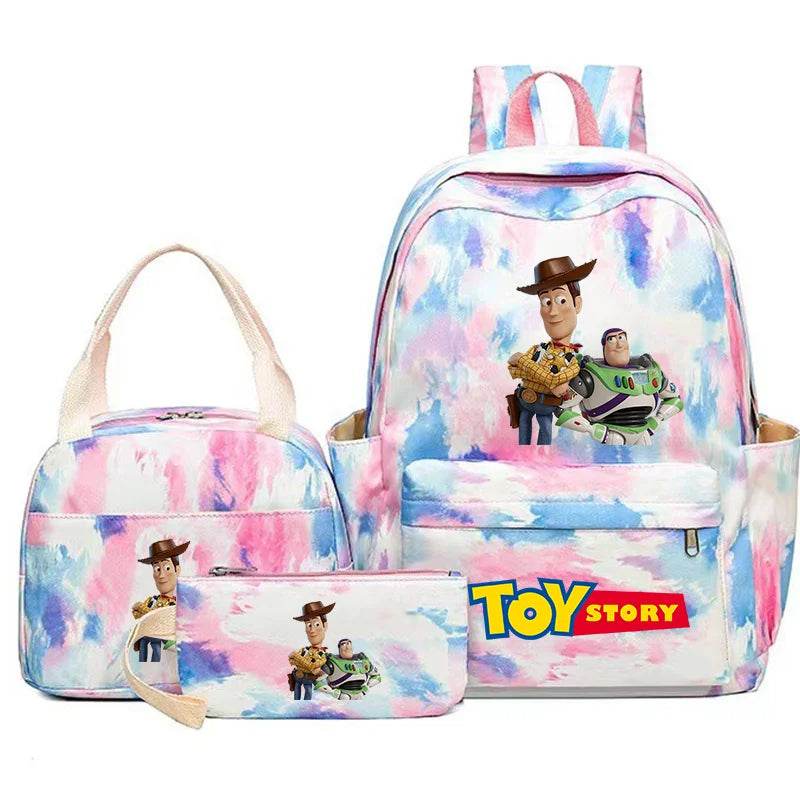 Toy Story Colorful Backpack Set With Tote and Pouch Large Capacity Lightweight And Breathable Outdoor Knapsack School Bags - AIAZ