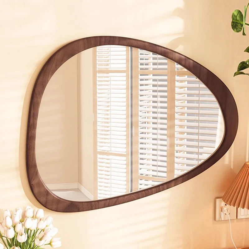 Irregular Wall Mirror Living Room Decoration Modern Girls Mirror Funky Wooden Asymmetrical Bathroom Espelhos Home Decorations
