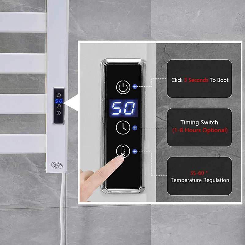 Smart Home Electric Heated Towel Rail Grey Electric Bathroom Bath Towel Dryer Warmer Heaters Punch Free Towel Rack Radiator 110v