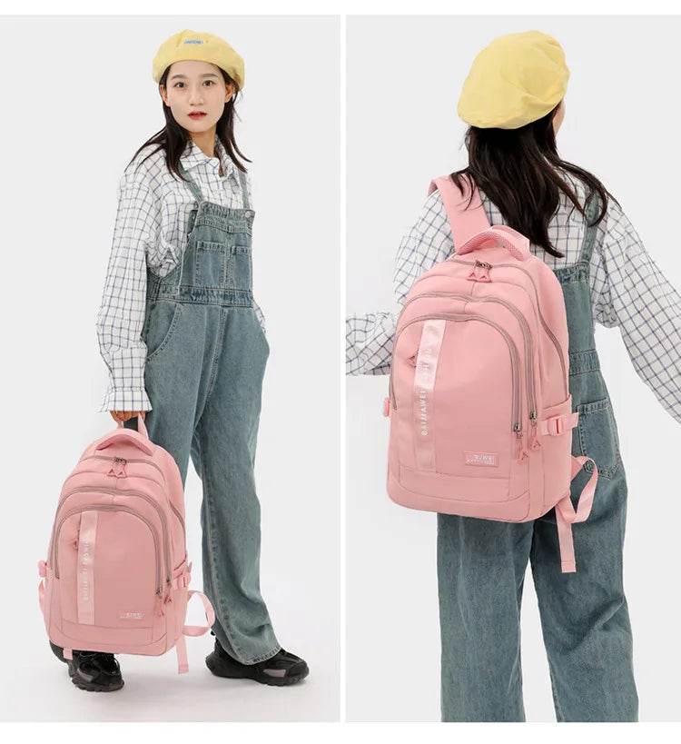 BAIJIAWEI brand college and high school student school backpacks Nylon orthopedic school bags reduces the burden girls schoolbag - AIAZ
