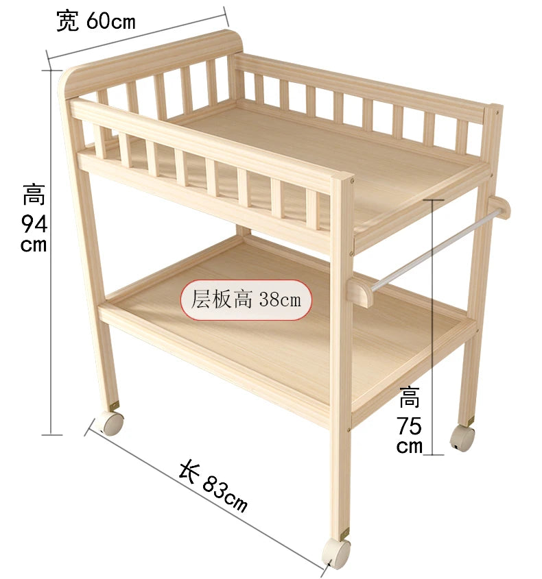 ZZ solid wood diaper changing table mobile care bath massage multi-functional baby newborn changing table