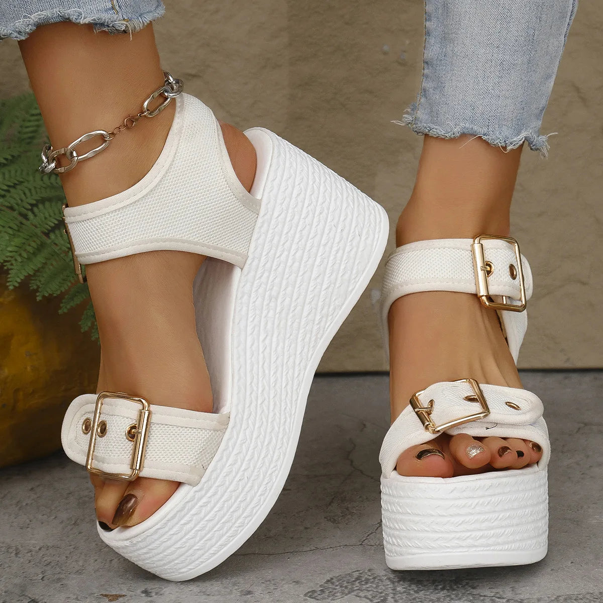 Summer Women's High Heel Shoes 2025 New Casual Platform Wedge Heel Sandals Women's Fashion Open Toe Rome Sandals Sandalias Mujer