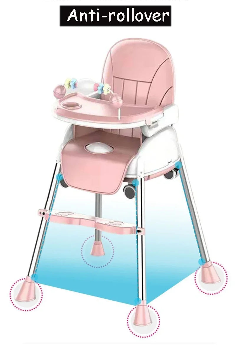 Folding Baby Highchair Kids Chair Dinning High Chair for Children Feeding Baby Table and Chair for Babies Toddler Booster Seat