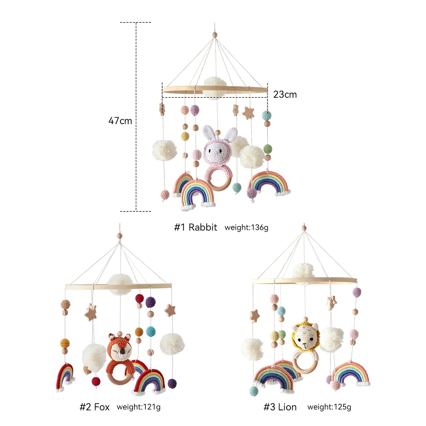 Baby Crib Mobile Wooden Wind Chime Bed Bell, Animal Crib Mobile With Music for Girls and Boys, Mobile for Bassinet Room Decor
