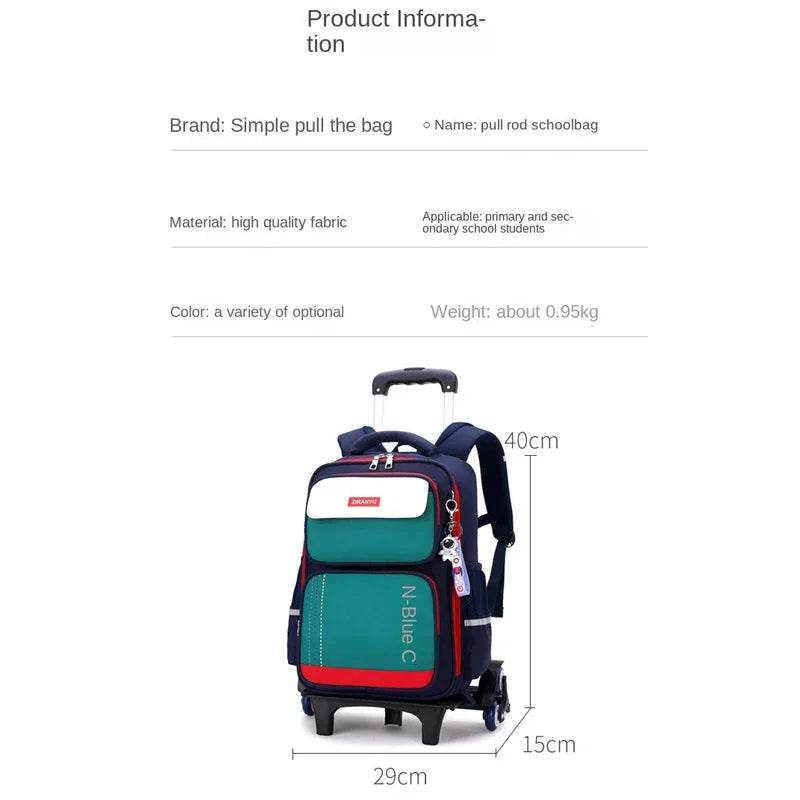 Rolling Backpacks for Primary School Children Trolley School Student Backpack Wheeled Bag Back To School Backpacks with Wheels - AIAZ
