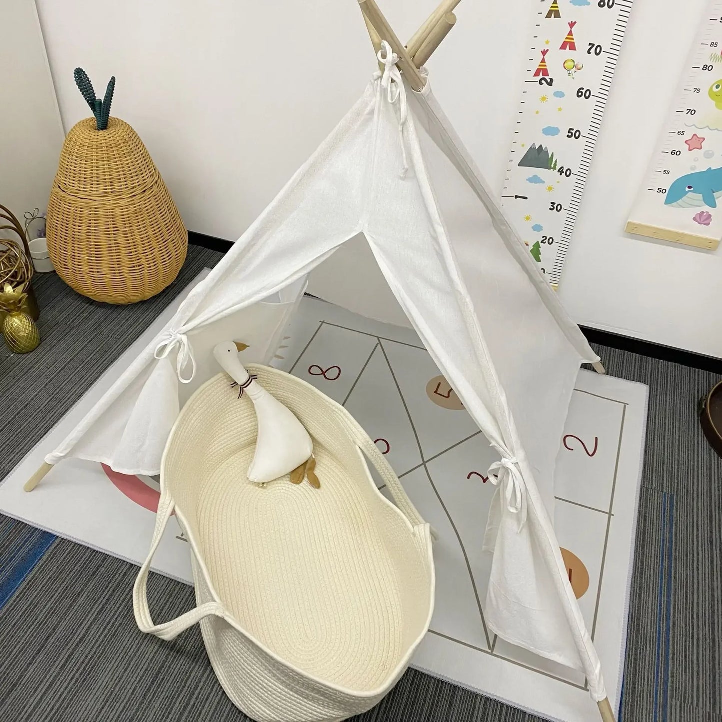 Ins Newborn Hand Basket Cotton Rope Woven Crib Baby Cradle Portable Outdoor Sleeping Infant Accessories Photography Props Gifts