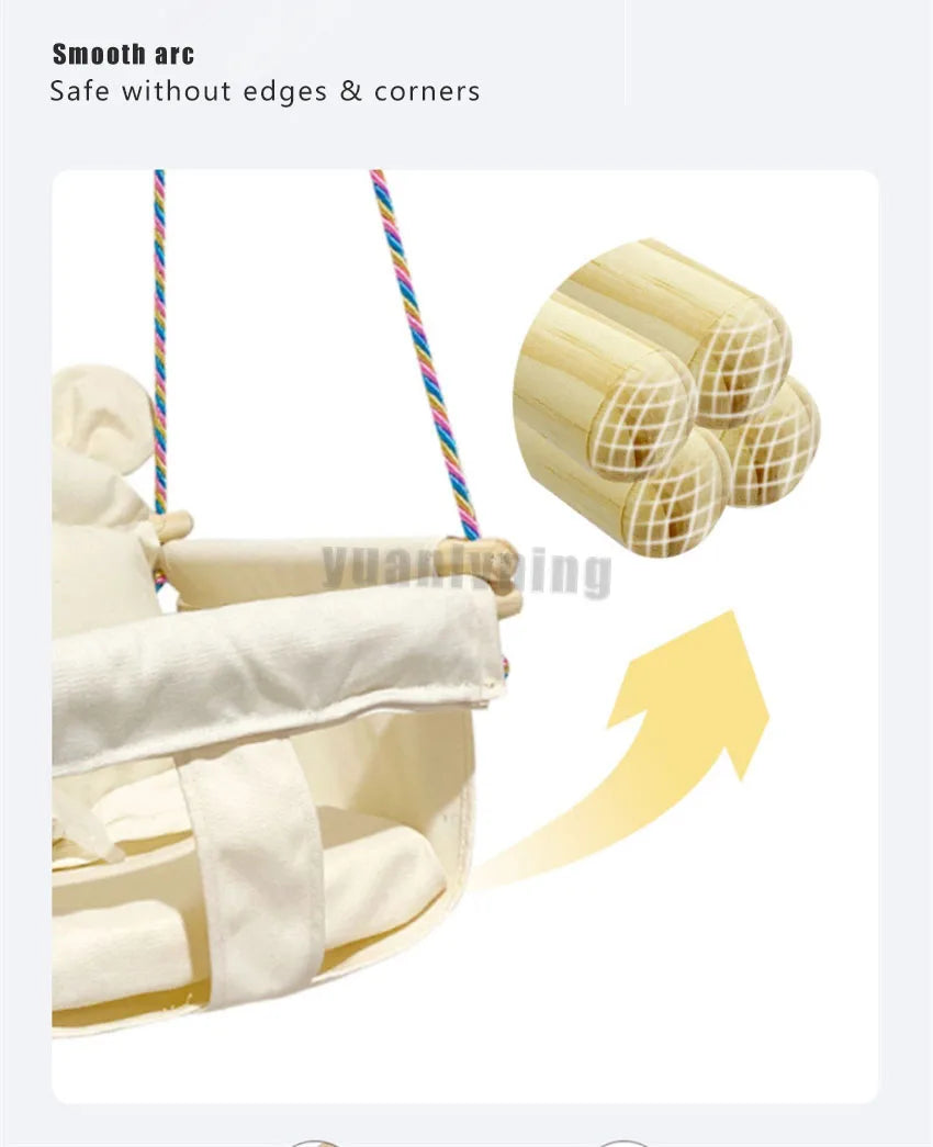 Kids Swing Portable Ceiling Suspended Chair With Seat Cushion Kids Baby Children's Hammock with Safety Belt For Kids Babies