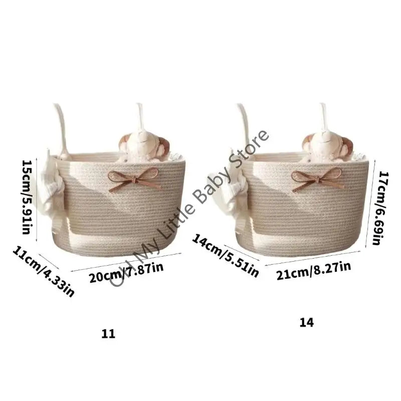Baby Crib Storage Bag Cotton weave Large Pouch Newborn Bed Headboard Organizer for Kids Baby Bedding Diaper Toys Bag