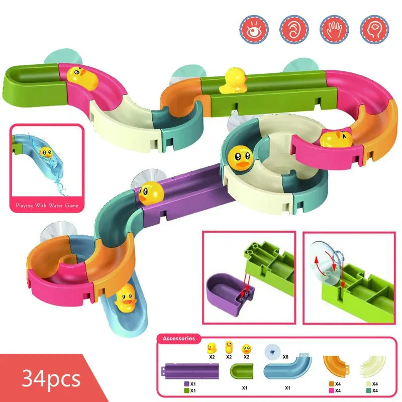 Children DIY Assembling Track Slide Suction Cup Toys Children Bath Tub Shower Wall Delight Game Assembling Track Suction Toys