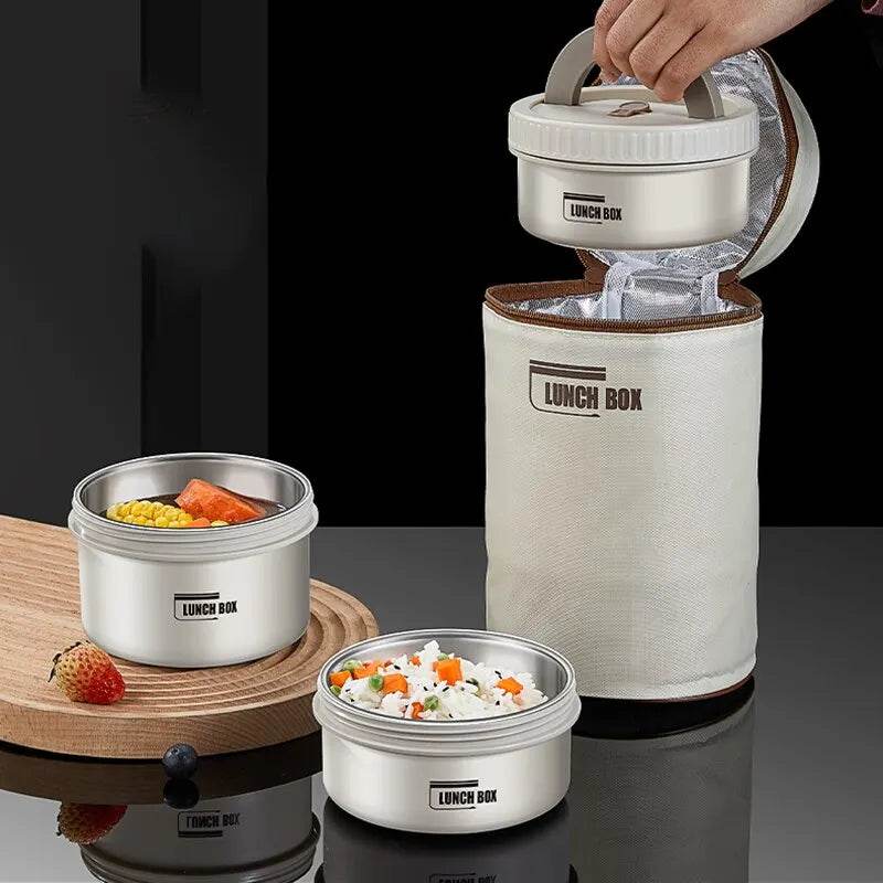 Lunch Box Portable Insulated Lunch Container Set Stackable Bento Stainless Steel Lunch Container - AIAZ