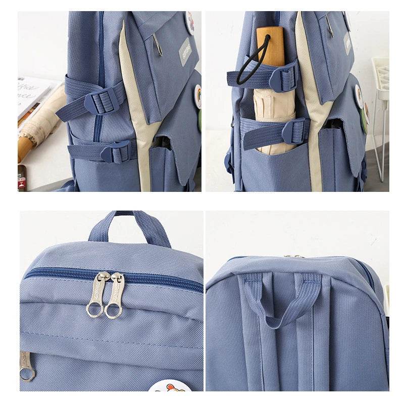 4 Pcs Set Backpack College School Bag For Girls Boys School Bag Best High Quality School Students Schoolbags 4 Pc Backpack - AIAZ
