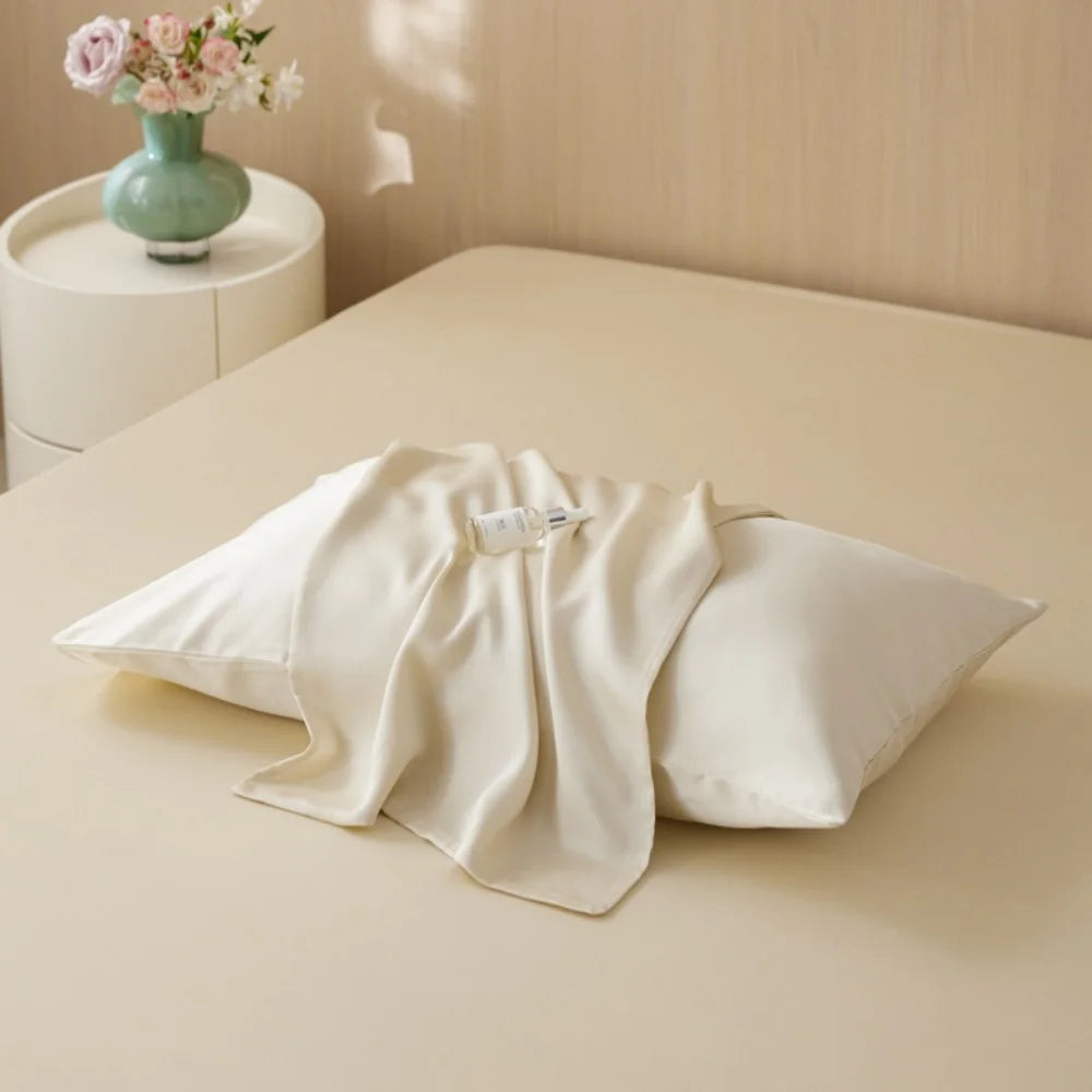 Sondeson 100% Nature Silk Duvet Cover With Pillowcase Healthy Skin Twin Queen King Solid Color Silky Bedding For Sleep Gift