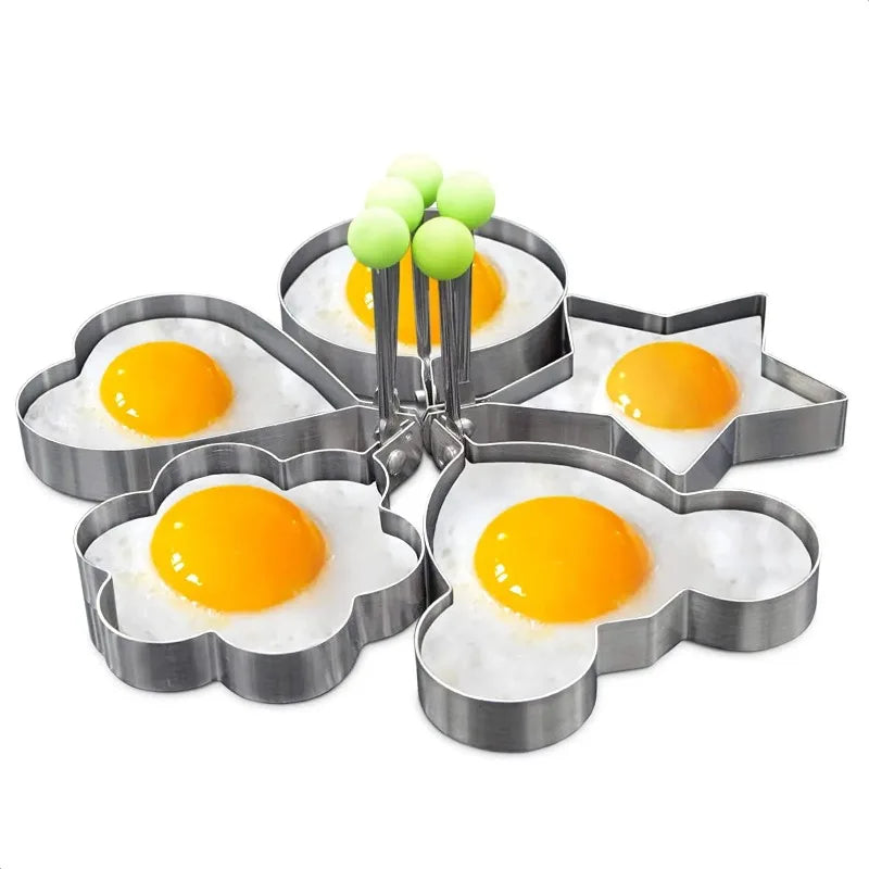 5 Style Heart Fried Egg Mold Stainless Steel Egg Mould Maker Breakfast Baking Omelette Rings Cooking Tools Kitchen Accessories