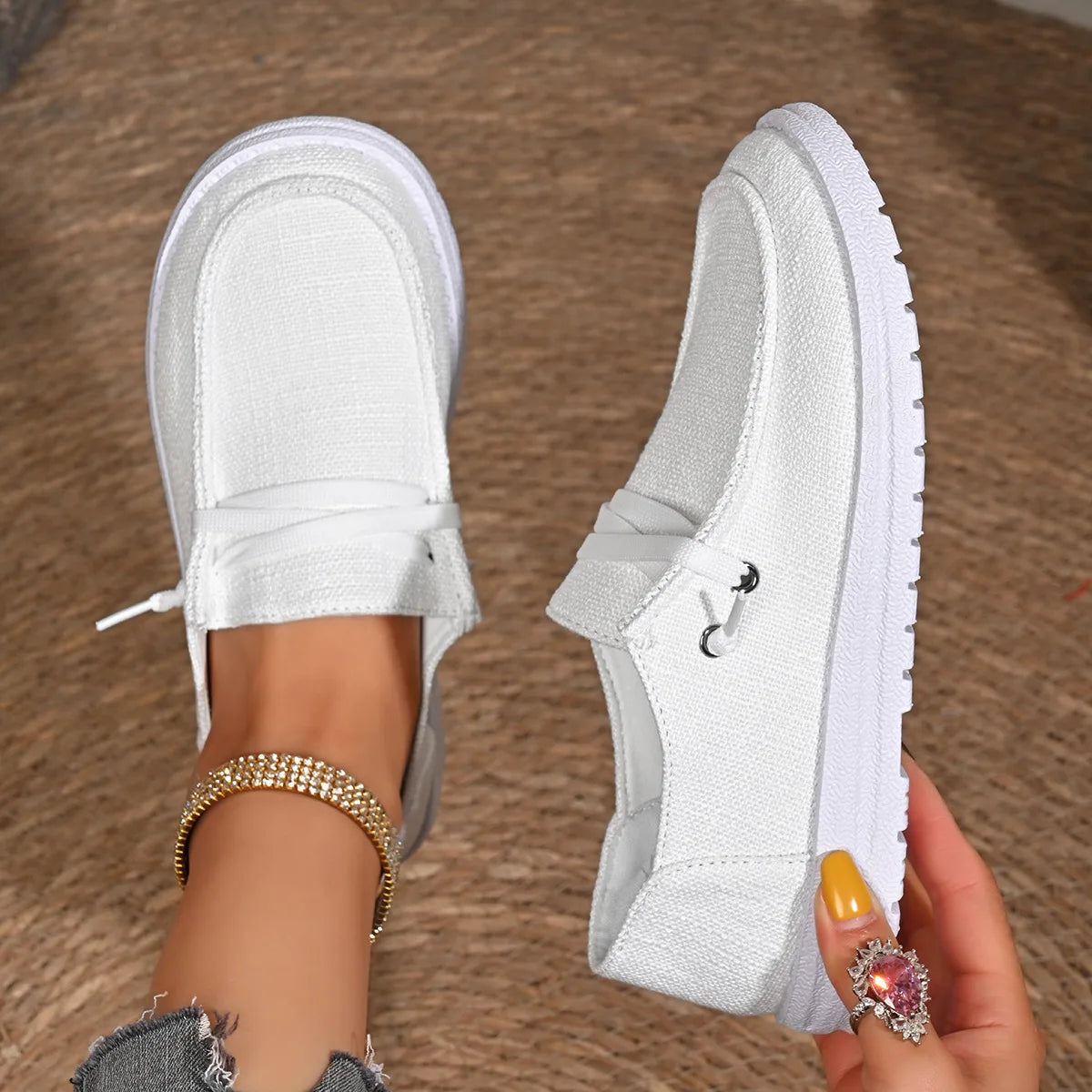 Lightweight Women Canvas Shoes Women Casual Sneakers Breathable Loafers Comfortable Solid Color Soft Sole Shoes Designer Shoes