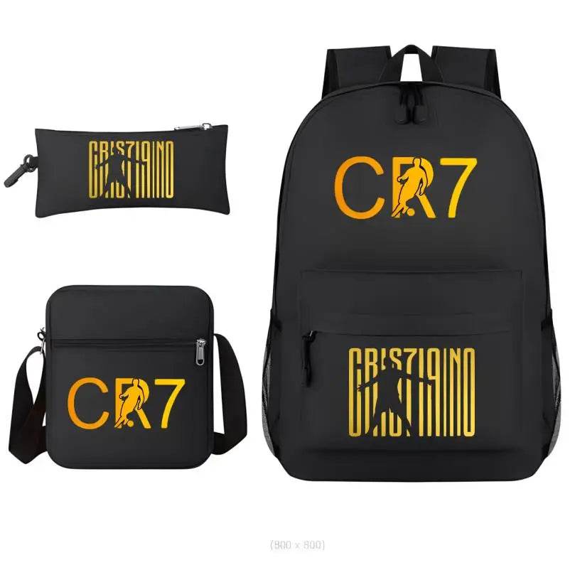 3Pcs Sets Boys Girl Football CR7 School Backpack School Bags Travel Bags Laptop Zipper Rucksack New Mochila For Students Bags - AIAZ