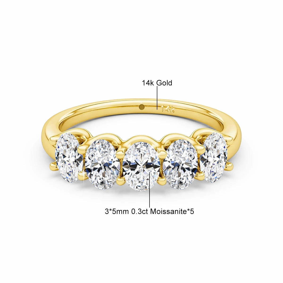 Real 14k Gold Oval Moissanite Eternity Ring Wedding Band For Women AU 585 K Gold Fine Jewelry Engagement Gift With Certificate