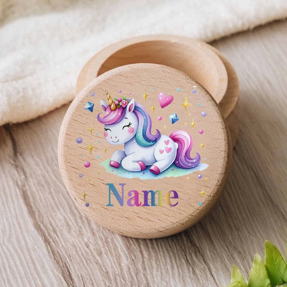 Personalised Custom Name Case Engraved Baby Tooth Box Keepsake Teeth Umbilical Curl Hair Wooded Collect Boxes Baby Shower Gift