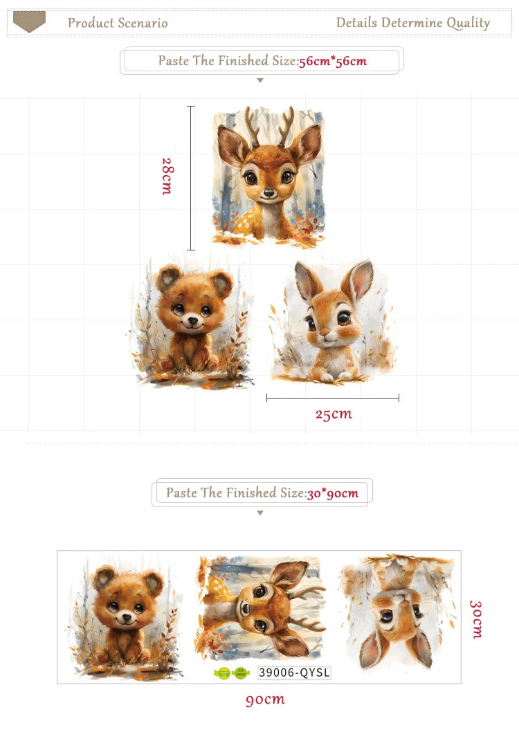 Animal Vinyl Tile Child Wall Sticker For Baby Kids Room Decoration Adhesive Wallpaper Bedroom Accessories Wall Decor Home Decor