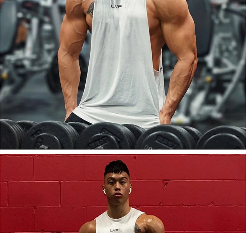Men's Brand Summer Gym Cotton Tank Top Sleeveless Shirt Man Bodybuilding Clothing Casual Fitness Workout Running Vest Sportswear