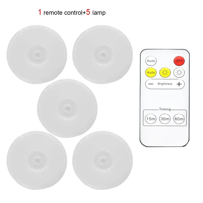 Magnetic Wireless Under Cabinet Kitchen Light USB Rechargeable Pir Motion Sensor Night Lamp with Remote Control for Bedroom Ward