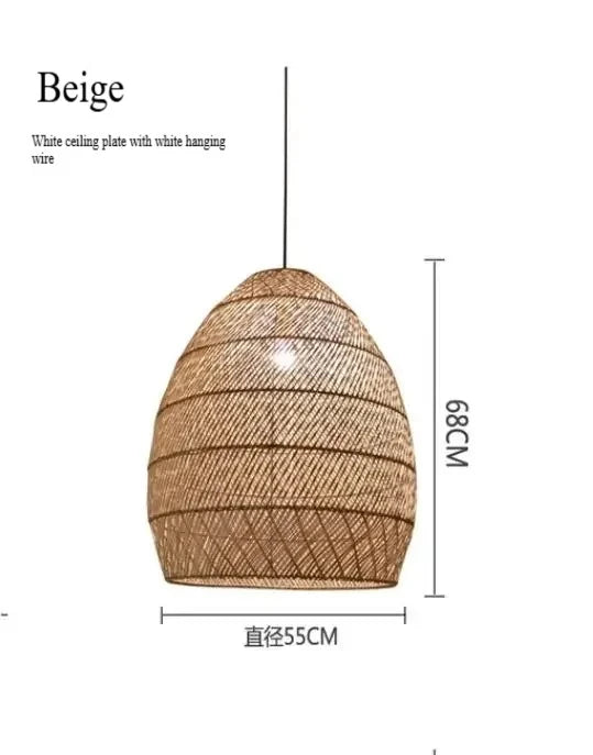 Japanese Style Wooden Woven Handmade Pendant Lights Restaurant Bedroom Study Room Chandelier Pastoral Rattan Tatami Chandeliers