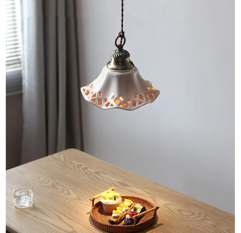 IWHD Modern Simple Ceramic LED Pendant Lamp Home Indoor Decor Lighting Bedroom Restaurant Dinning Living Room Lights Hanglamp