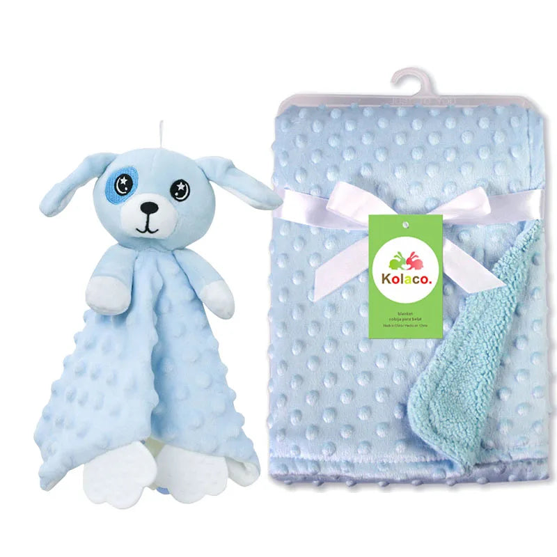 Personalized Baby Blanket Newborn Stroller Sleeping Dolls Custom Blanket With Name Animal Security Towel Gift Set
