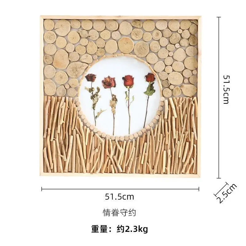 52x52cm 3D Flower & Wheat Field Building Blocks Wall Art - simple Creative Room Decor Aesthetic for Dining Room & Living Room