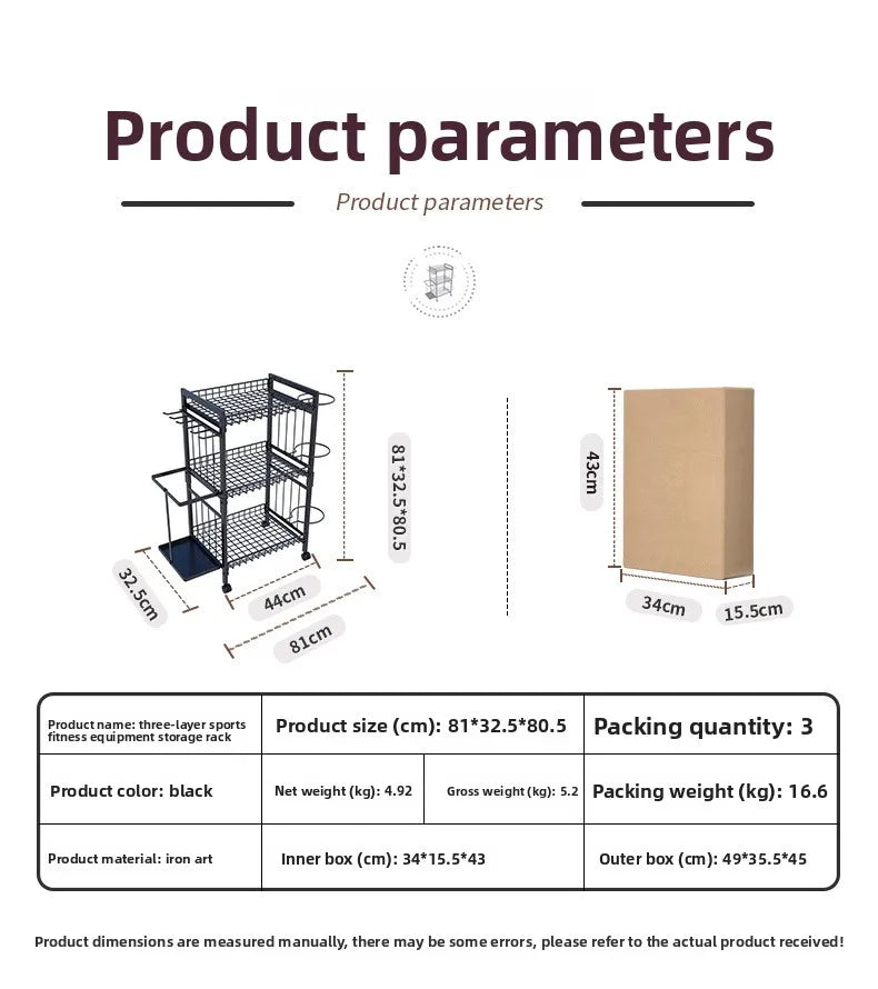 Disassemble and Assemble Sports Equipment Rack Universal Roller Design Basketball Yoga Mat Fitness Equipment Storage Basket