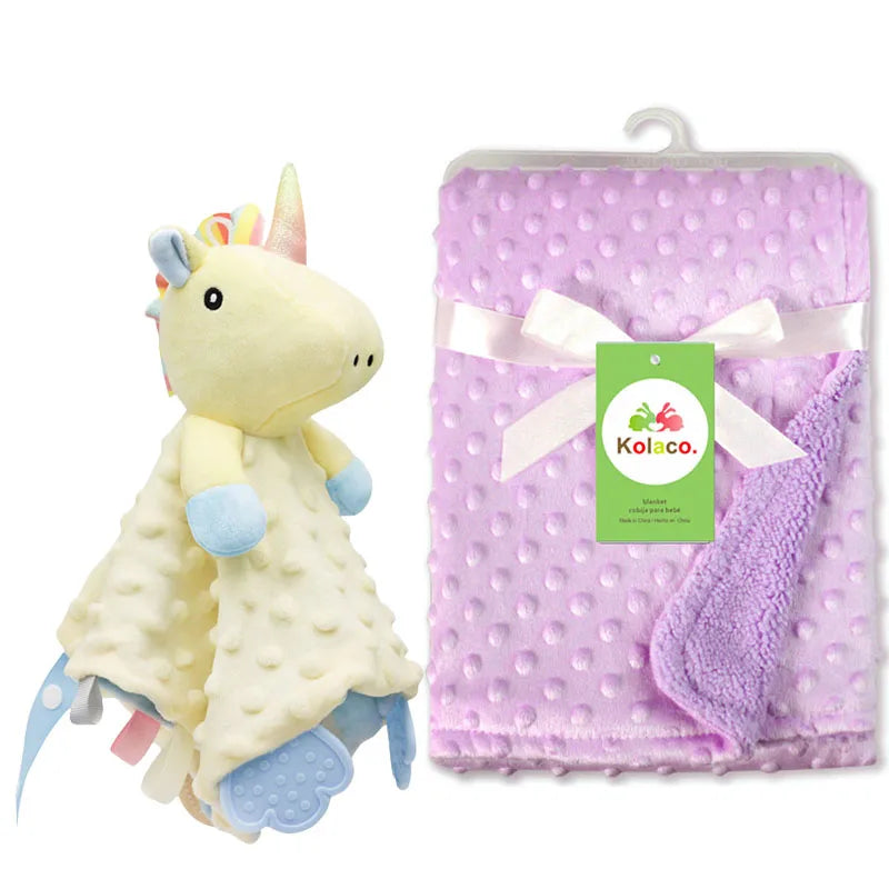 Personalized Baby Blanket Newborn Stroller Sleeping Dolls Custom Blanket With Name Animal Security Towel Gift Set