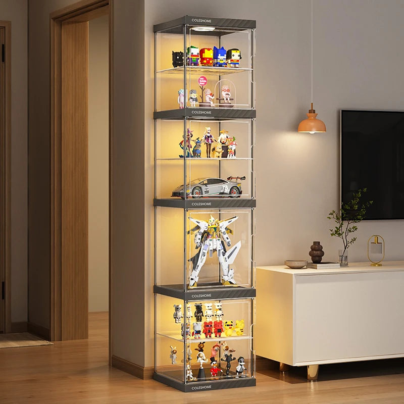 Handmade Display Cabinet, Decorative Model, Building Block Storage Box, Transparent Lego Layered Toy Rack for Household Use
