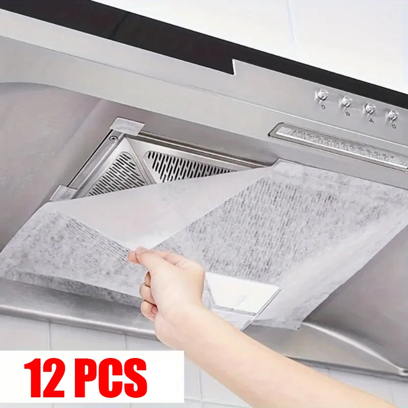 12-60PCS Disposable Oil-Absorbing Paper Kitchen Range Hood Attract Oiled Paper Filter Screen Side Suction Oil-absorbing Cotton