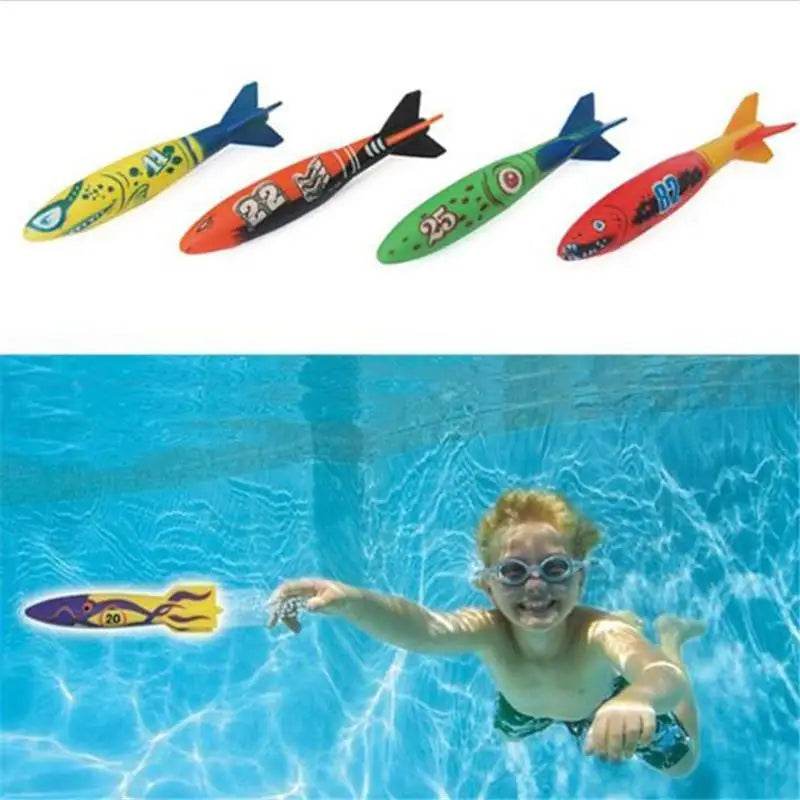 1/3PCS Torpedo Rocket Throwing Toy Swimming Pool Diving Games Children Underwater Stick - AIAZ