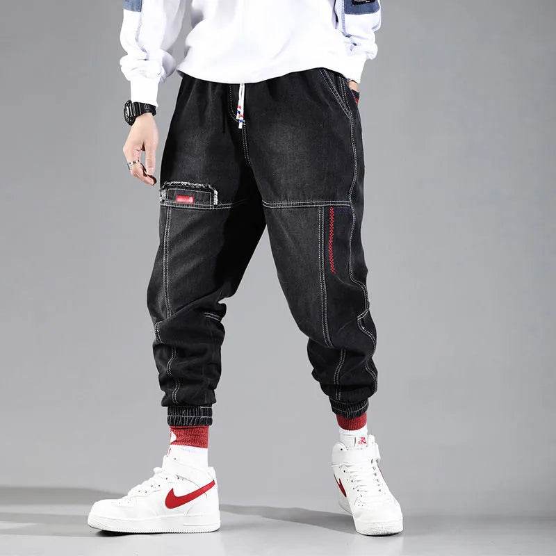 2025 New Streetwear Hip Hop Cargo Pants Men's Jeans Elastic Harun Joggers In Autumn and Spring Men ClothIng - AIAZ