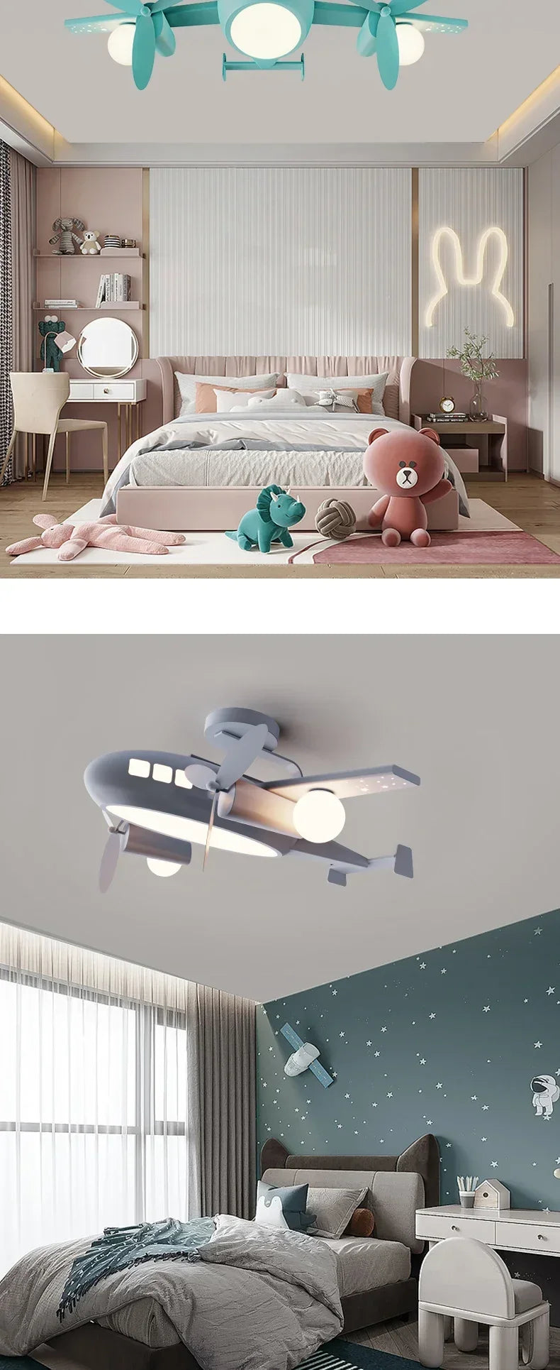 JIANKEXING Bedroom Lights Children's Room Lights Luxury Creative Cartoons Airplanes Chandeliers Modern Minimalist Boys Girls