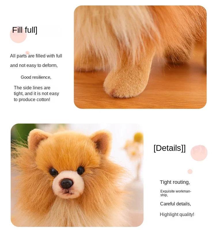 Premium Simulation Pomeranian Dog Plush Toy Cute Stuffed Animals High Quality Puppy Plushies Doll Cartoon Soft Kids Toys Gifts - AIAZ