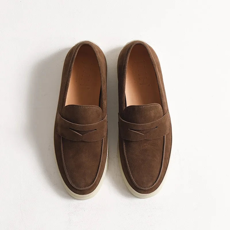 Mens Suede Loafers Summer Breathable Slip On Comfortable Casual Driving Shoes