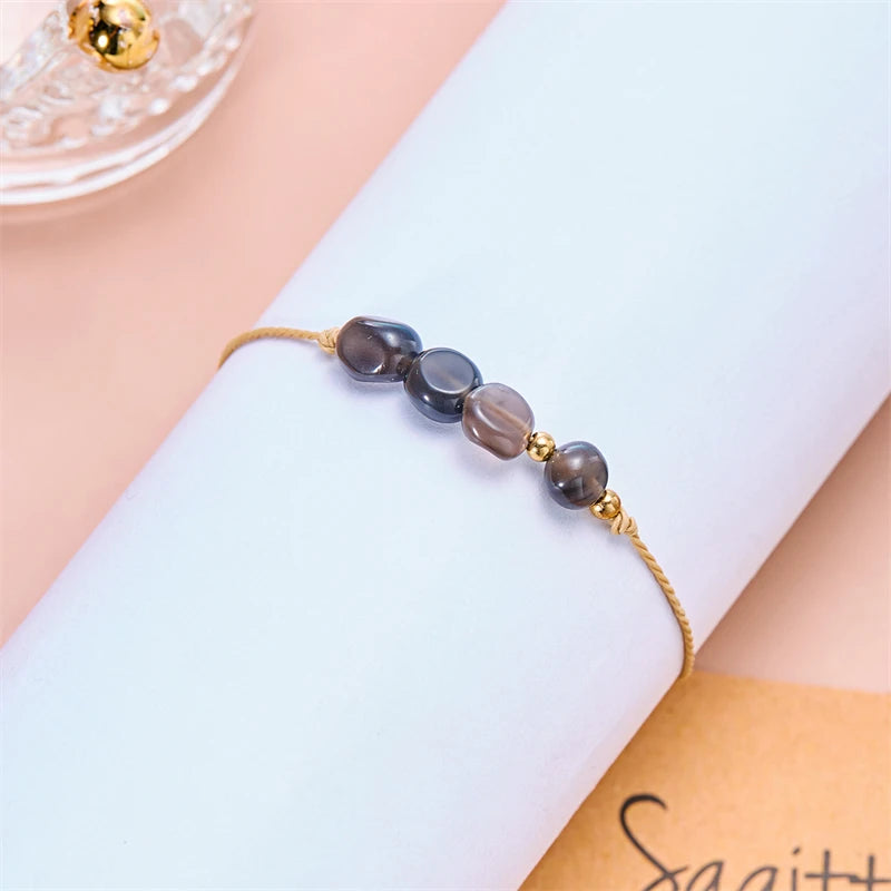 12 Zodiac Signs Woven Card Paper Bracelet for Women Men Minimalist Natural Stone Handmade Braided Bracelet Friendship Jewelry