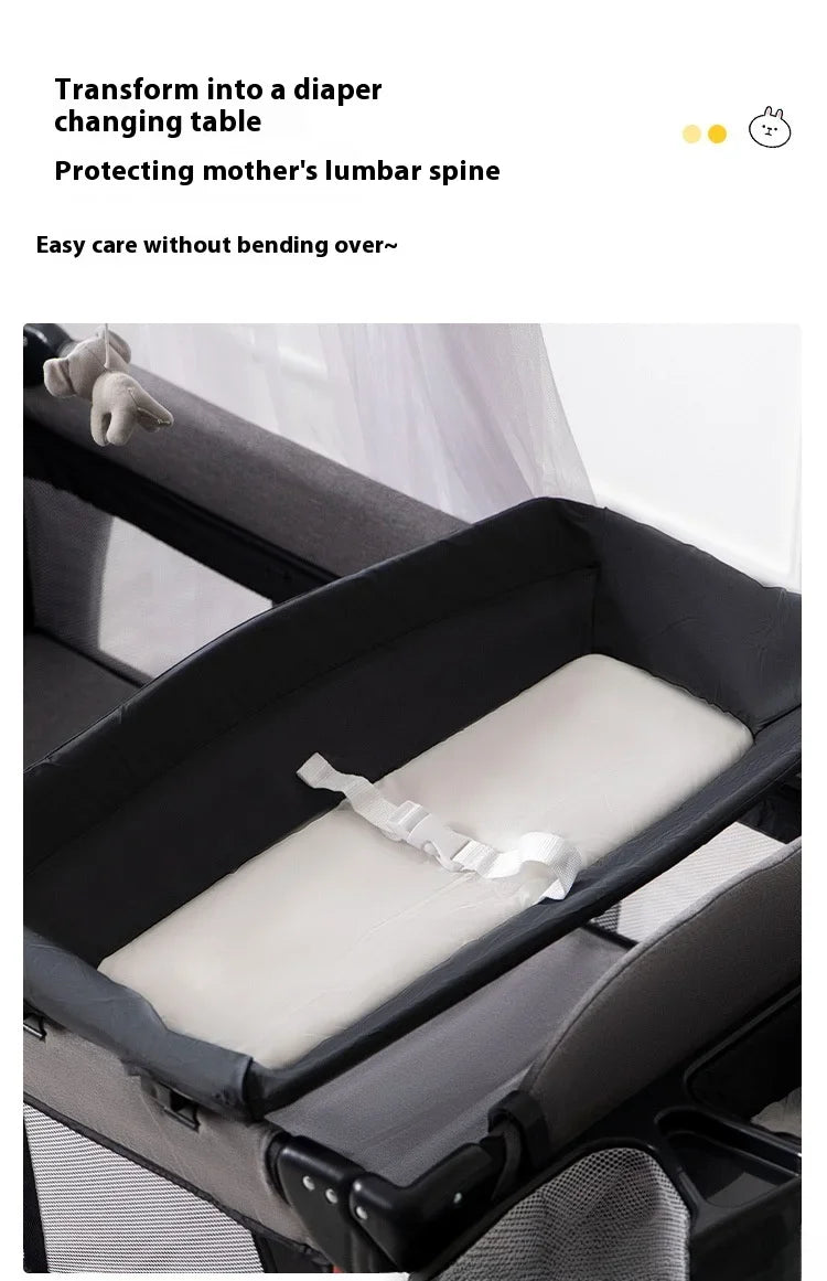 Multi Functional Newborn Bassinet Convertible Rocking Bedside Sleeper with Foldable Design, Universal Sleeping Crib for Babies