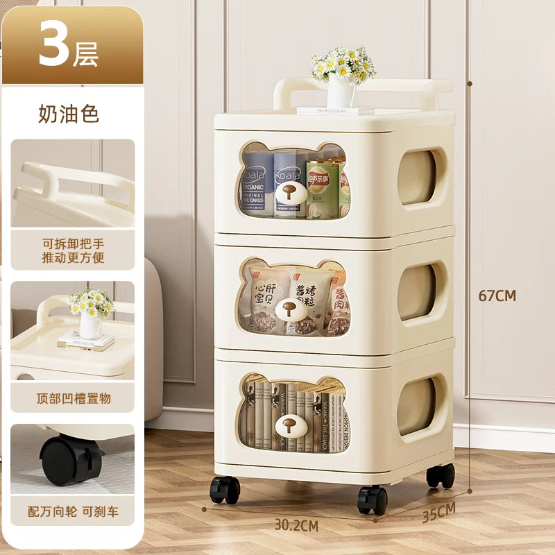 Household handcart baby snack toy storage rack, multi-layer drawer style storage rack, movable storage cabinet