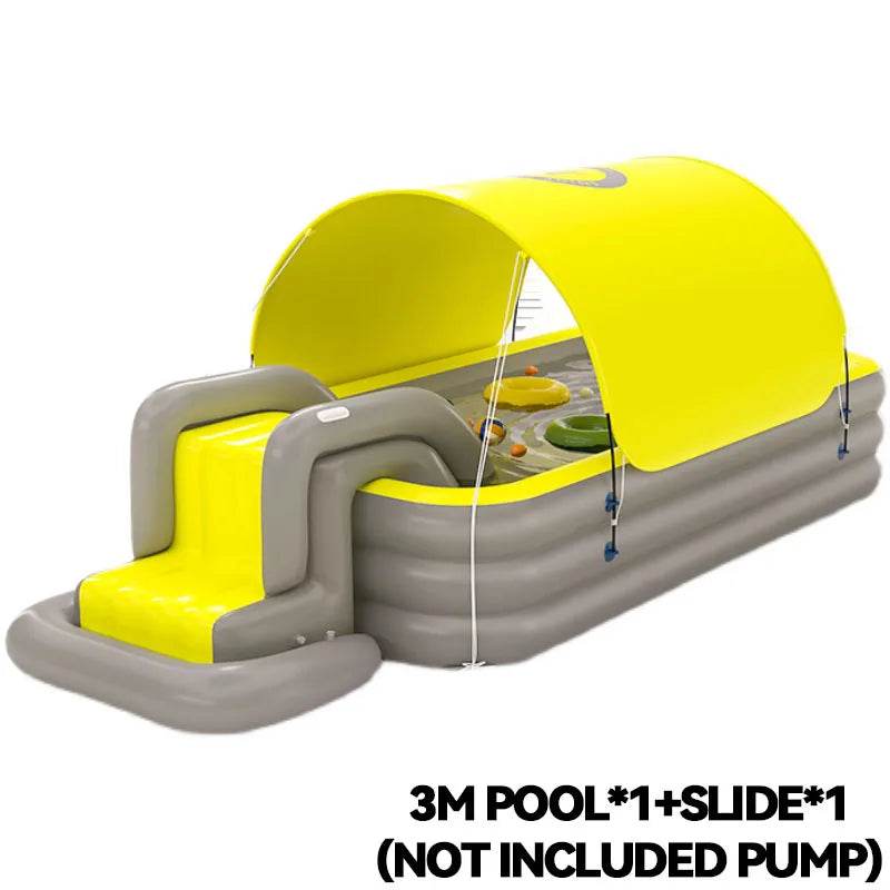 Swimming Pool Inflatable Pools Children's Family Outdoor Party Sun Shade Folding Swimming Pool Slides for Kids Babies - AIAZ