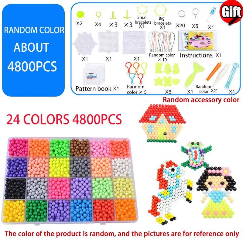 Handmade Magic Water Fuse Beads Creative Beads DIY Art Crafts Toys Magic Water Sticky Beads Sensory Toys Set with Accessories - AIAZ