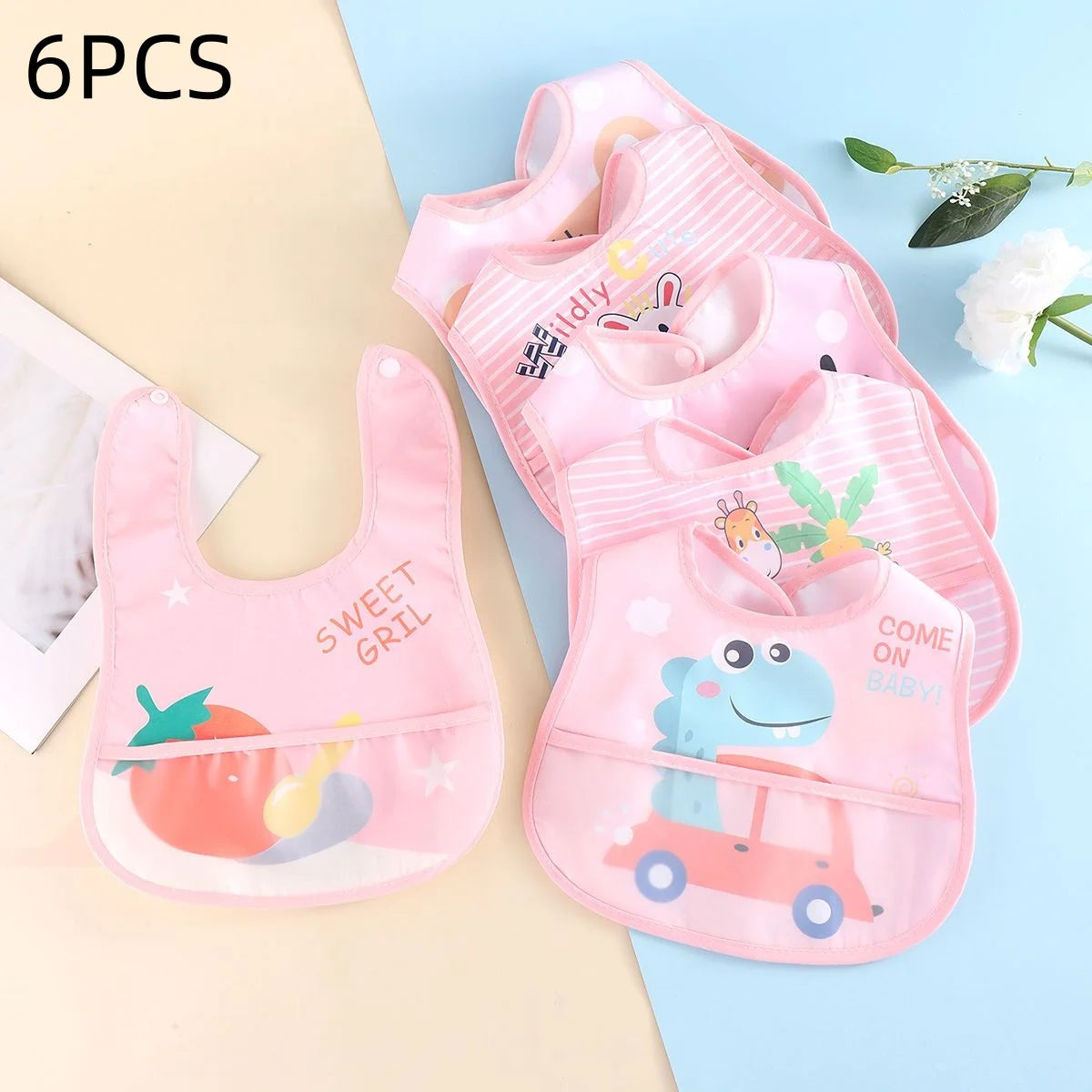 Random pattern piece set baby rice pocket baby waterproof saliva towel baby bib bib eating bib