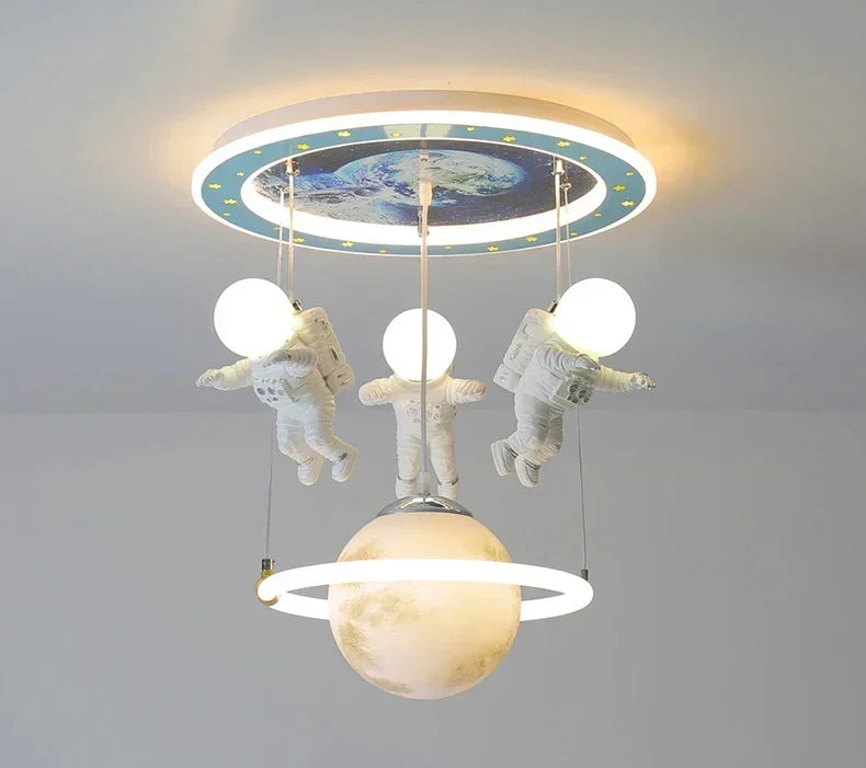 Hot Selling Creative Astronaut Children's Pendant Lights Cartoon Bedroom Lights Decorative Lighting Fixtures Tri Colored Light