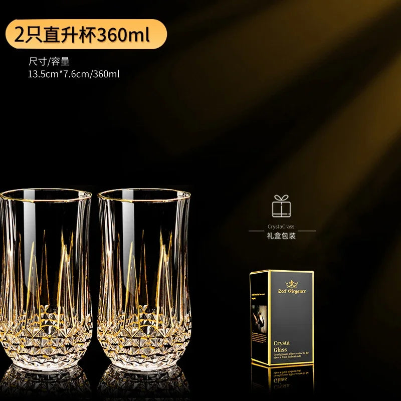 Hand-painted French imported gold cda crystal red wine glasses set home whisky strong wine glasses 2 Pack.