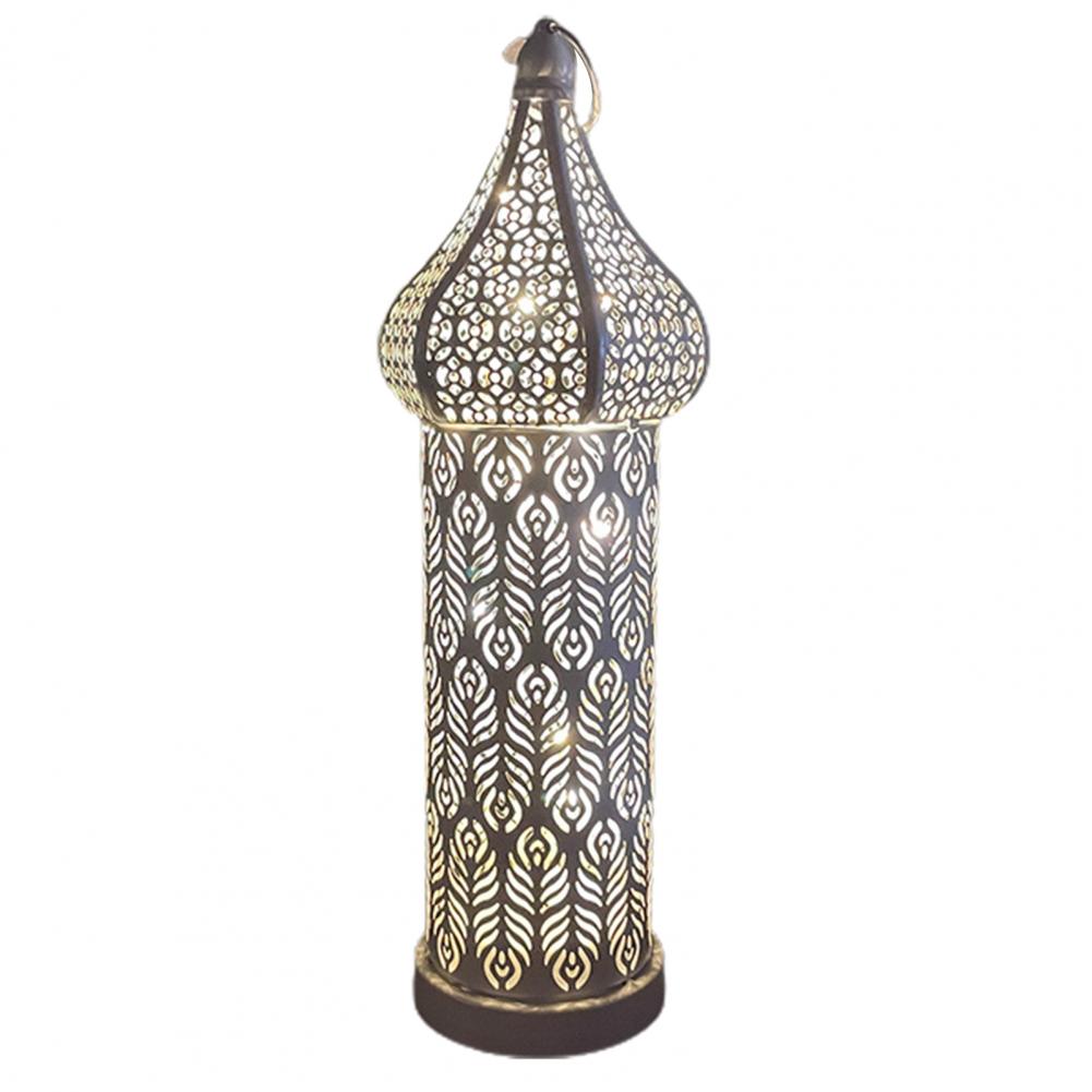 35CM White Hollow Led Wind Lamp Morocco Style Night Light Luminous Iron Lantern Home Living Room Decorative Lamp Ornaments